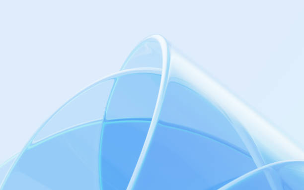 istock Blue abstract curved glass background, 3d rendering. 1461516589
