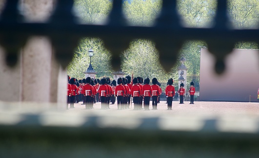 Brussels, Belgium - June 6, 2019: Belgian soldiers at place Poelaert Brussels near Memorial for the Belgian Foot Soldiers.