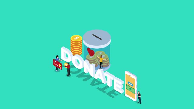 Donation and charity online 3d animation