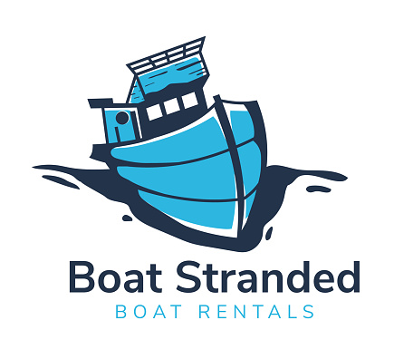 ship or boat stranded icon design template use combination multicolor of blue isolated in black background