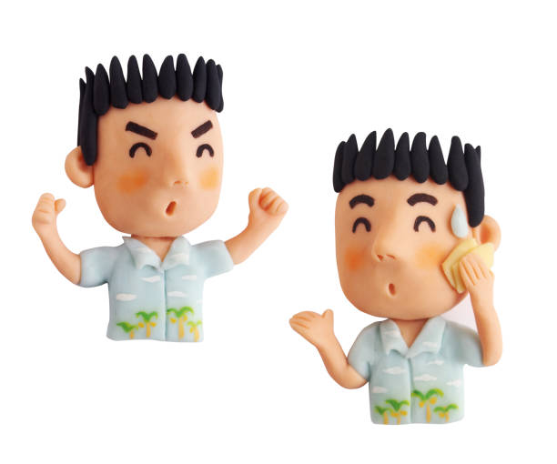 istock Gutsy and impatient male upper body in aloha shirt(clay) 1461534759