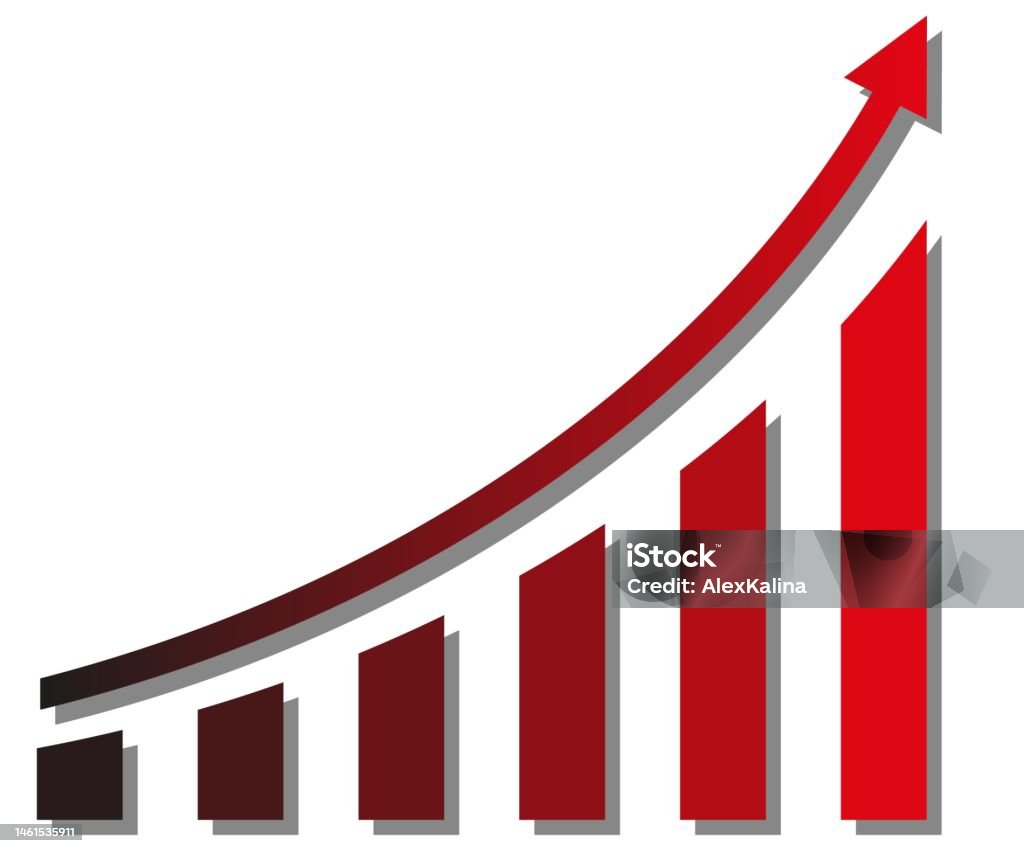 Objects Rising Graph Diagram With Rise And Gain Progress Graph With Increase Report Vector ...