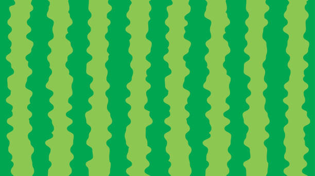 ilustrações de stock, clip art, desenhos animados e ícones de watermelon peel flat vector repeat pattern green color. minimalist fruit themed poster, for media promotion, background, cover, decoration, banner, flyer design, print on food or drink packaging. - watermelon