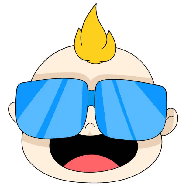 Vector illustration of head of baby boy with spiked hair wearing cool rapper glasses