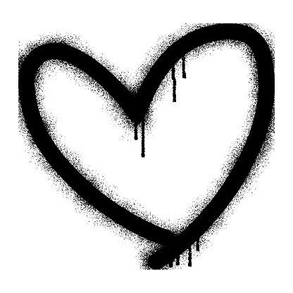 Graffiti heart icon with black spray paint. Vector illustration