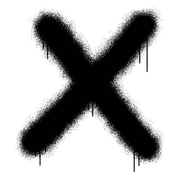 graffiti font x s černou barvou ve spreji - písmeno x stock ilustrace