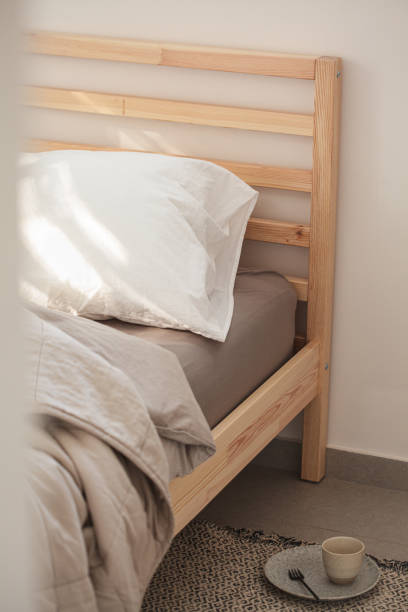 istock Morning bed after breakfast. Real life, mess concept. 1461545971