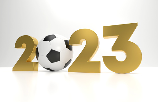 2023 And Soccer Ball On White Background