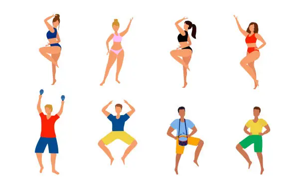 Vector illustration of Set of dancing people.