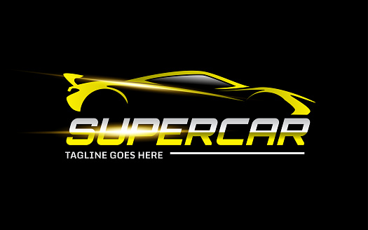 Yellow super car vector logo template