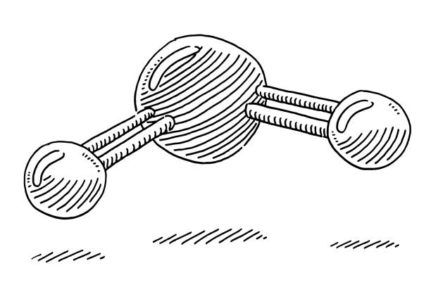 CO2 Molecule Drawing Hand-drawn vector drawing of a CO2 Molecule. Black-and-White sketch on a transparent background (.eps-file). Included files are EPS (v10) and Hi-Res JPG. co2 drawings stock illustrations