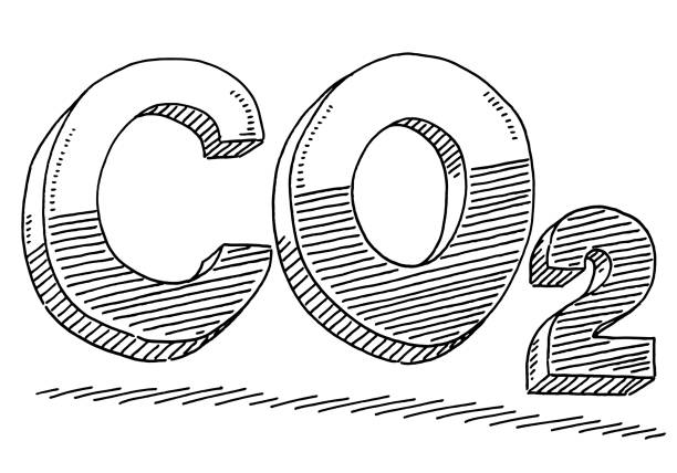 CO2 Carbondioxid Text Drawing Hand-drawn vector drawing of a CO2 Carbondioxid Text. Black-and-White sketch on a transparent background (.eps-file). Included files are EPS (v10) and Hi-Res JPG. co2 drawings stock illustrations