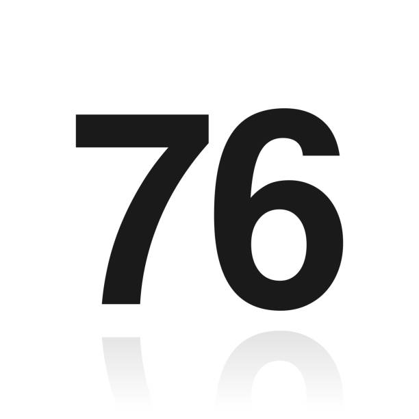 76 Number Seventysix Icon With Reflection On White