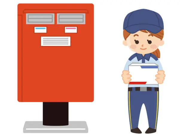 Vector illustration of Post office woman and post