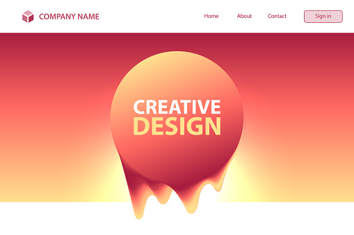 Landing page template for your website with a modern and trendy abstract background. Liquid circular shape with a color gradient. This template can be used for your design, with space for your text (colors used: Yellow, Beige, Orange, Red, Brown, Pink, Purple). Vector Illustration (EPS10, well layered and grouped), format (3:2). Easy to edit, manipulate, resize or colorize.