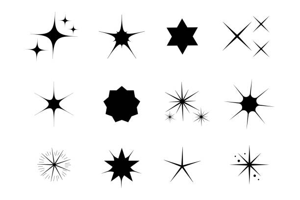 abstrakte symbole sterne unterschiedlich für das dekorationsdesign. tattoo-kunst. sternsymbol. vektordarstellung. - moving up flash stock-grafiken, -clipart, -cartoons und -symbole