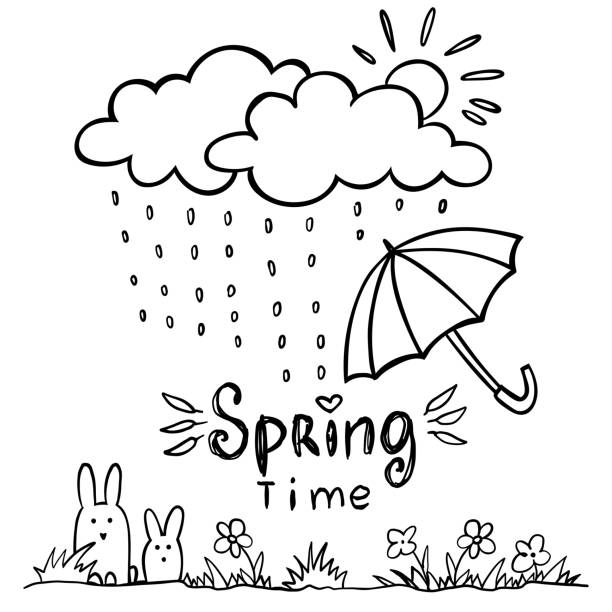 Spring Showers Icon Spring Showers Clipart Black And White
