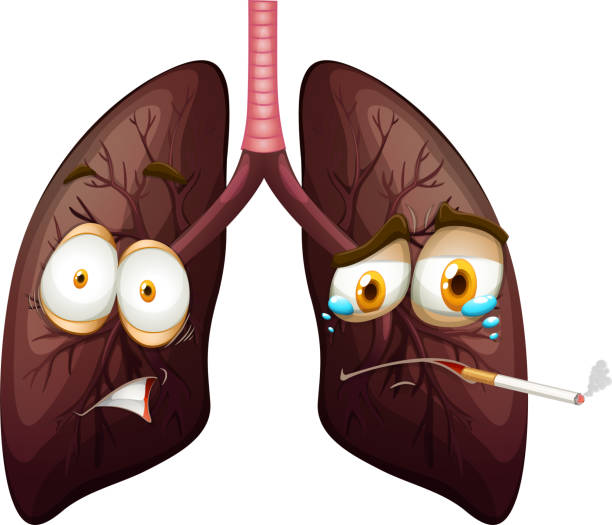 Human lungs with face expression Human lungs with face expression illustration clip art of a diagram of human lungs stock illustrations