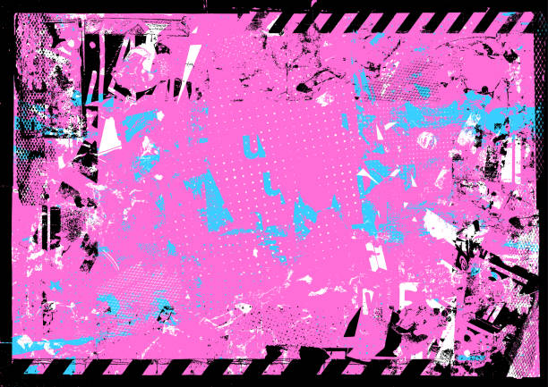 ilustraciones, imágenes clip art, dibujos animados e iconos de stock de vector de texturas y patrones grunge rosa moderno - musica punk