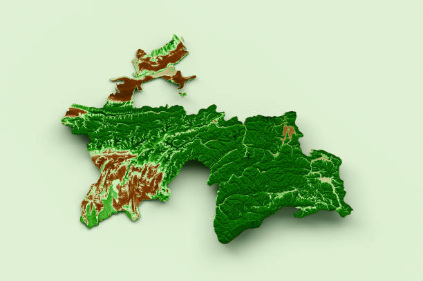 istock Tajikistan Topographic Map 3d realistic map Color 3d illustration 1461558207