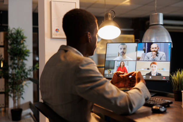 istock Diverse team brainstorming business ideas during online videocall 1461559817