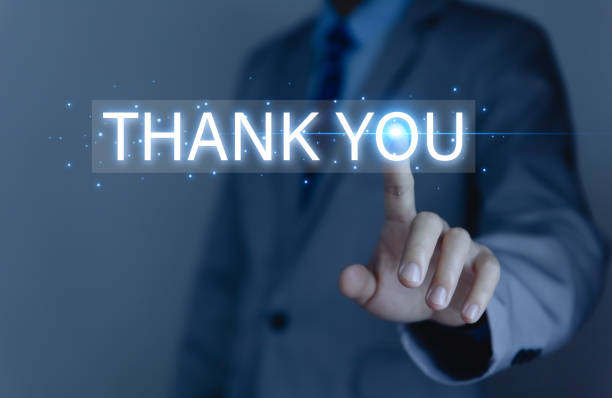istock Businessman touching thank you message 1461561036