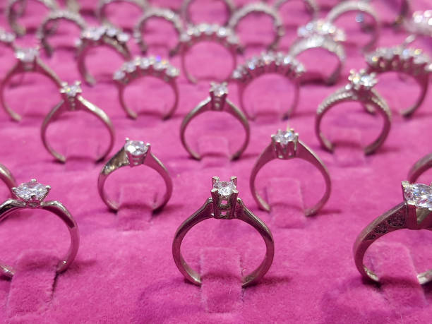 Isolated Diamond Ring On White Engagement Solitaire Style Ring