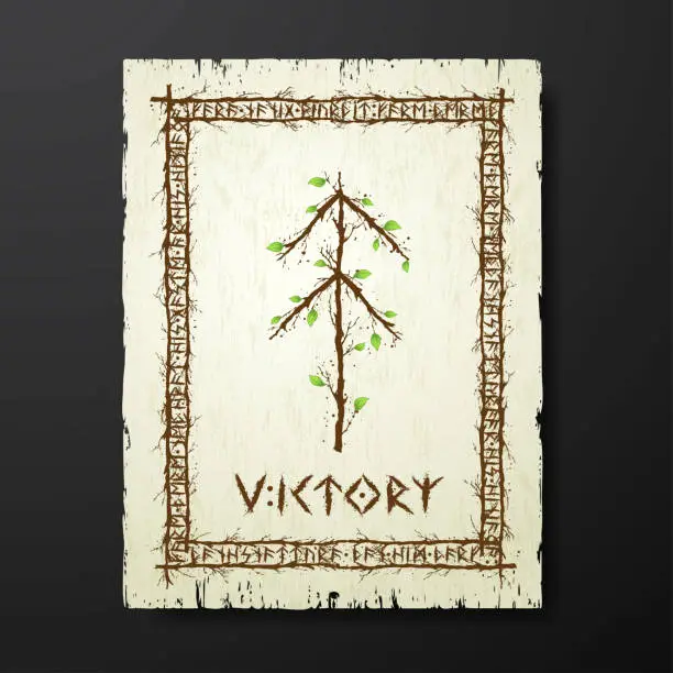 Vector illustration of Tree branch victory bind rune