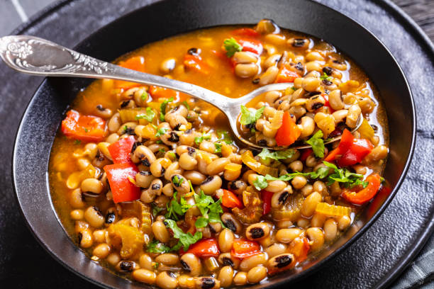 istock Vegan Hoppin John, savory black-eyed pea stew 1461566645