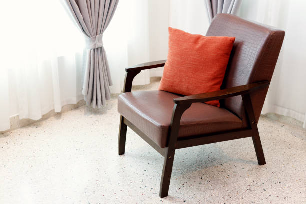 A Southeast Asian Styled Armchair Near The Window, Copy Space.