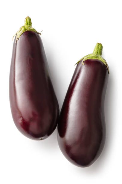 Vegetables: Eggplants Isolated on White Background - fotografia de stock