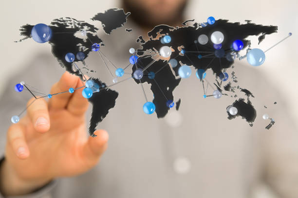 istock 3D rendering of the world map with pins; technology and connection concept 1461570208