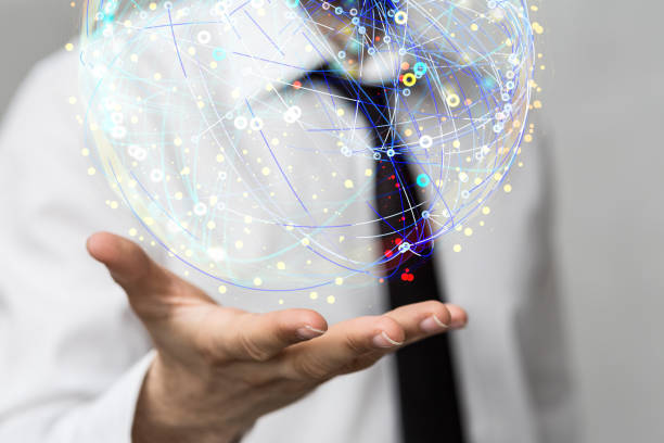 istock 3D rendered futuristic globe with data connected to each other held in a person's hand 1461570709
