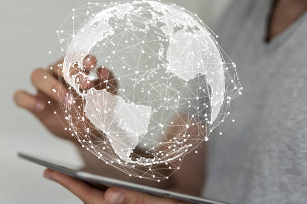 istock 3D rendering of global digital connections floating on a businessman's tablet 1461571047