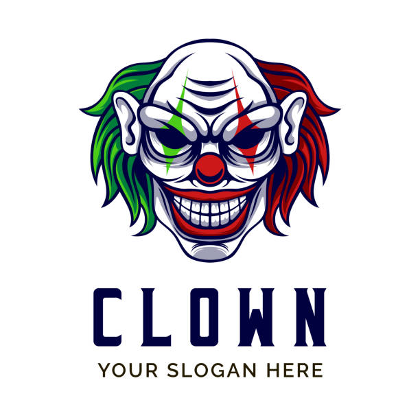 логотип клоуна. клоун талисман логотип векторный дизайн шаблон - clown evil horror spooky stock illustrations