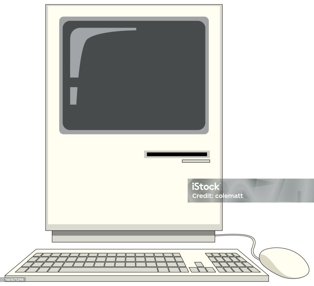 Retro Computer Device Isolated Stock Illustration - Download Image Now ...