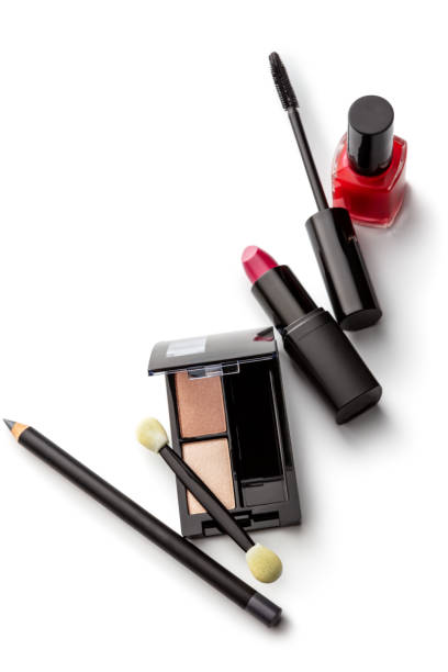 istock Cosmetics: Eyeshadow Palette, Nail Polish, Mascara and Lipstick Isolated on White Background 1461574868