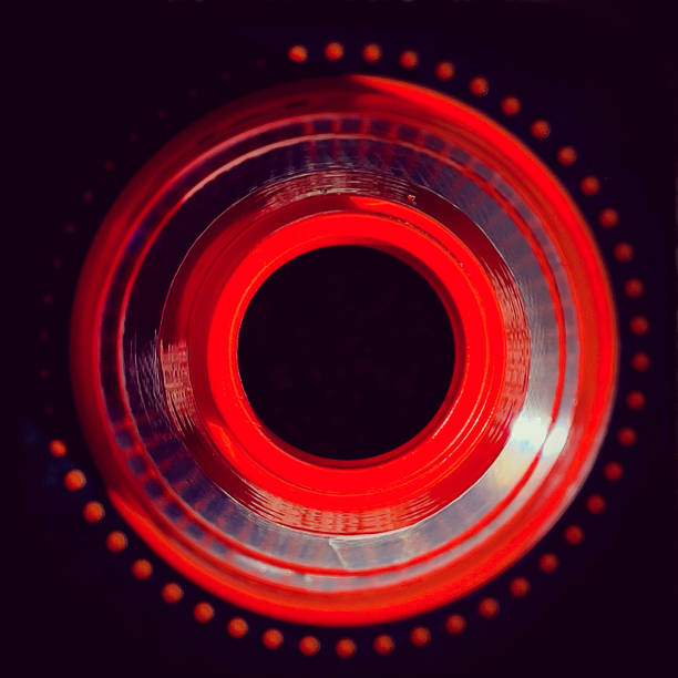 A Conceptual art background in red with circles, traffic cone