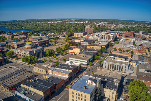 An aerial view of downtown St. Cloud in Minnesota