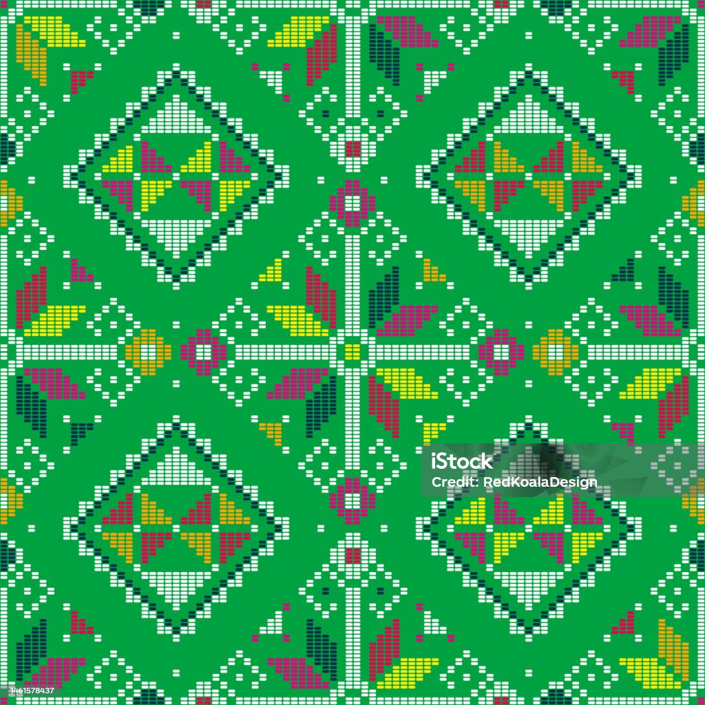 Pinoy Retro Design Filipino Traditonal Embroidery Style Inspired Vector Seamless Pattern ...