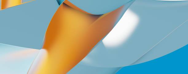 istock 3D render of an abstract flowing blue orange background for wallpapers 1461578566