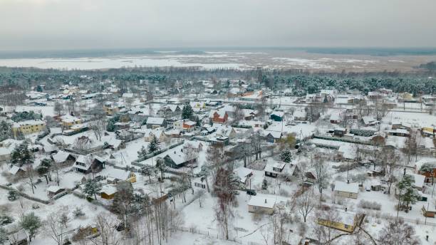 istock High-angle shot of the town covered by snow. 1461580978
