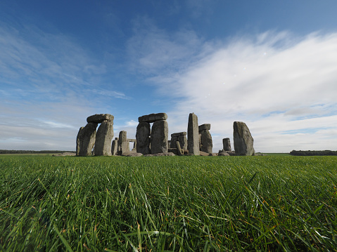 The famous Stonehenge prehistoric megalithic stone monument in Wiltshire, England, UK