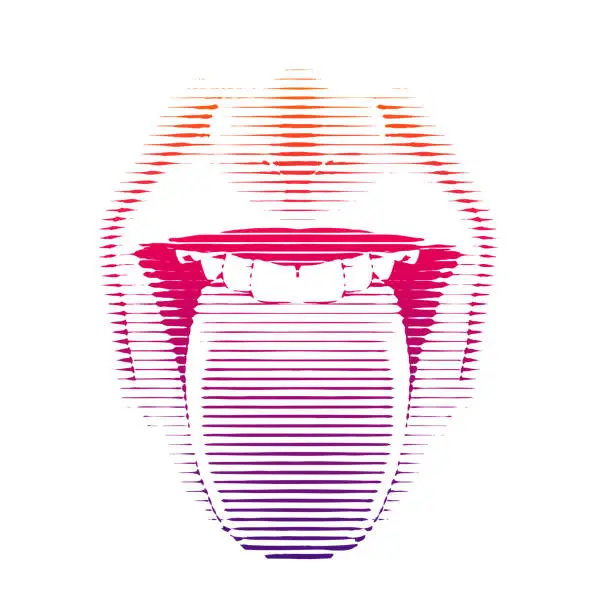 Vector illustration of Woman sticking out Extreme Close up of Woman sticking out tongue