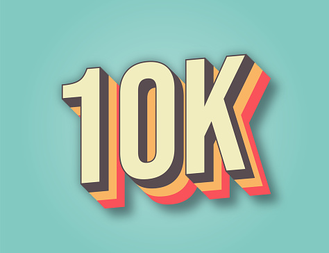Thank you 10000 or 10k followers. Congratulation card. Web Social media concept. Blogger celebrates a many large number of subscribers. stock illustration