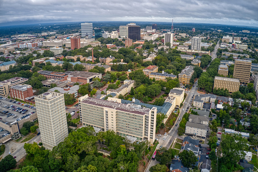 An aerial shot of a large Public University in Columbia in South Carolina