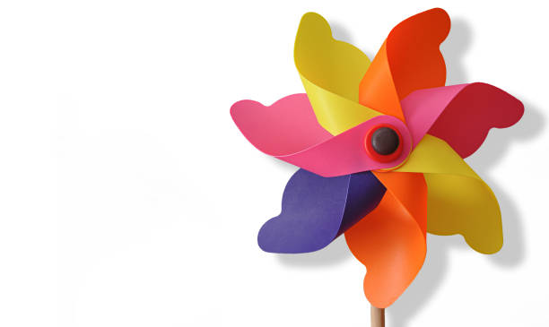 istock Flat lay Rainbow pinwheel on white background, copy space 1461586364