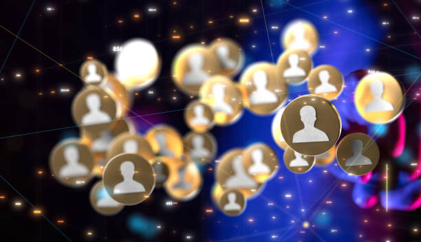 istock Abstract illustration of a sphere network structure and a man on the background 1461589889
