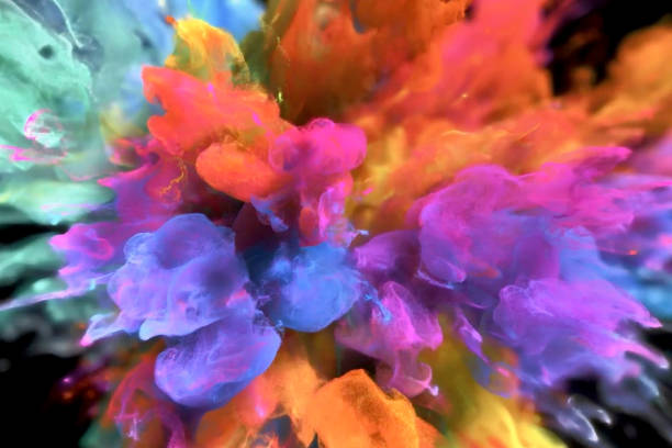 istock Abstract color paint splash isolated on a black background 1461590691