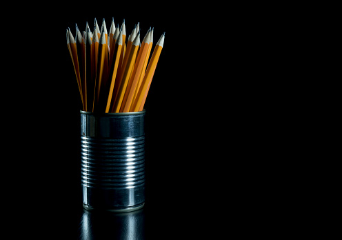 A Closeup of pencils on a black background
